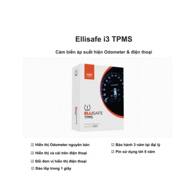 Cảm Biến Áp Suất Lốp Theo Xe ELLISAFE I3 (Hiển Thị ODO) Quản Lý Bằng Điện Thoại
